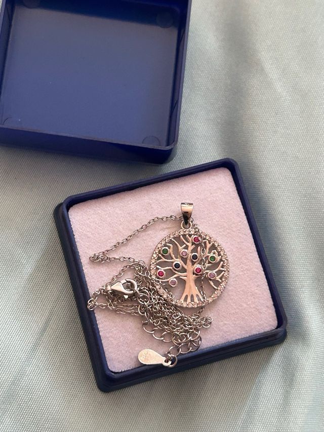 Cadena Plata Árbol de la Vida Multicolor