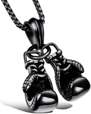 Collar Guantes Boxeo Negros Nuevo