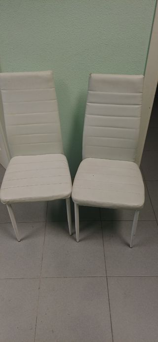 Juego de 2 Sillas Buybyroom Piel Sintética Blanca