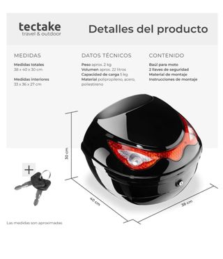Baúl Tectake Moto Negro
