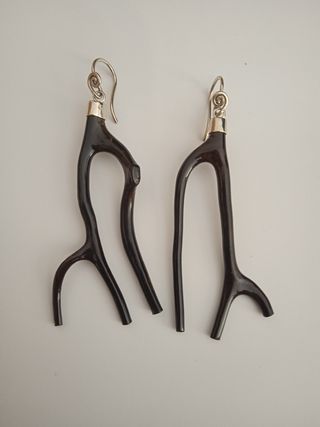 Pendientes Coral Negro Únicos Plata