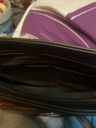 Bolso antiguo cuero marrón y negro