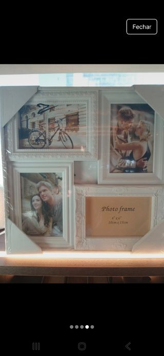 Quadro com 4 molduras brancas -  10x15cm - Novo