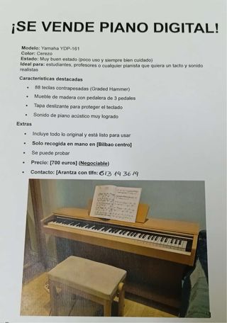 Piano Digital Yamaha YDP-161 Cerezo