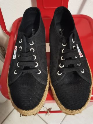 Superga Nere con Suola in Corda Tg 38