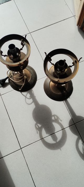 Coppia Lampade Comodino ottone  antichità