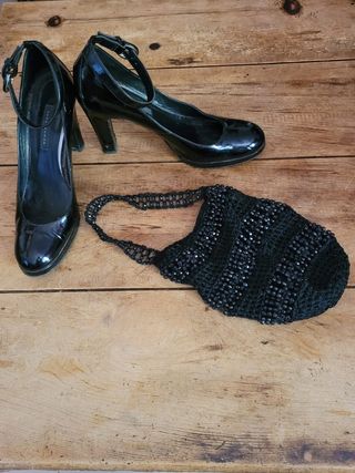 Zapatos tacón Zara Woman 41 + bolso fiesta