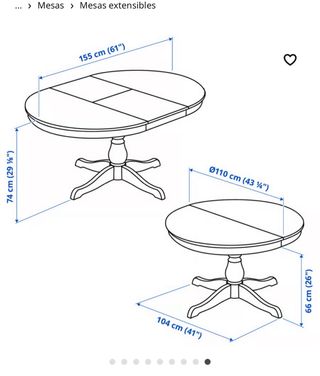 Mesa comedor extensible Ikea y 4 sillas