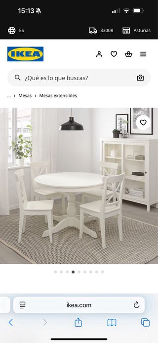 Mesa comedor extensible Ikea y 4 sillas