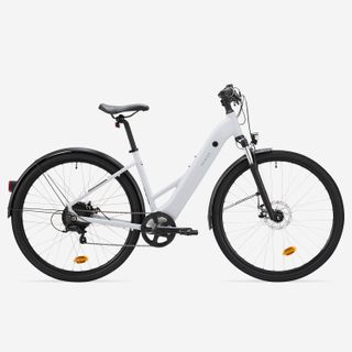 Bicicleta eléctrica todocamino E-Actv 100 cuadro bajo gris
