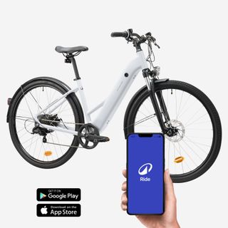 Bicicleta eléctrica todocamino E-Actv 100 cuadro bajo gris
