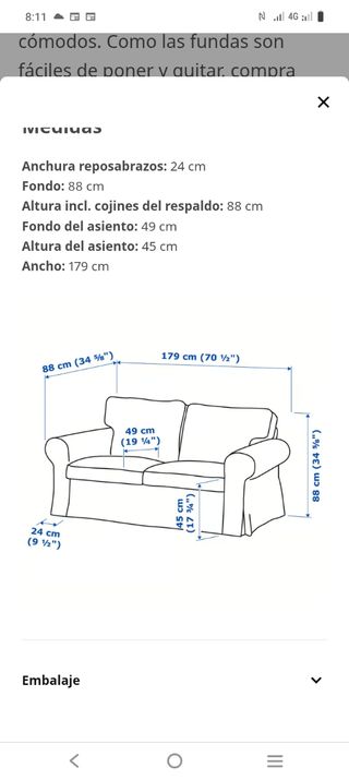 Sofá Ikea Beige Tela