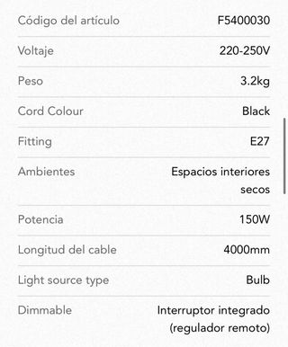 Lámpara Flos Parentesi Blanca