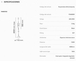Lámpara Flos Parentesi Blanca
