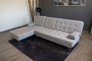 SOFA CAMA CHAISELONGUE - GRIS TERCIOPELO