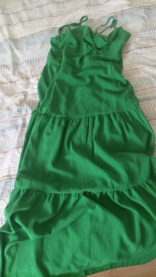 Vestido largo verde con forro