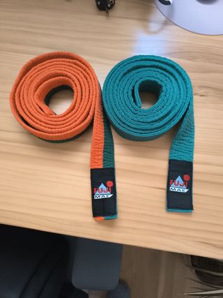 Cinturones Karate Fuji Mae Naranja y Turquesa