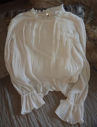 Camicia Zara beige plissettata pari a nuova L