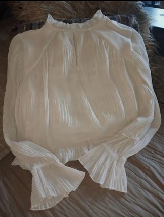 Camicia Zara beige plissettata pari a nuova L