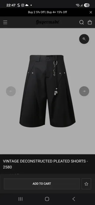 Pantalón corto Supermade negro moda baggle