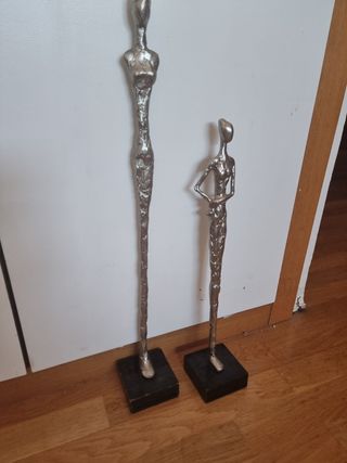 Statue decorative in metallo e legno