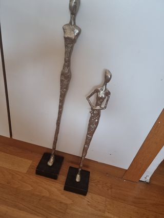 Statue decorative in metallo e legno
