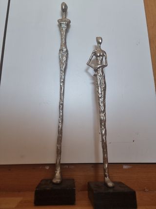 Statue decorative in metallo e legno