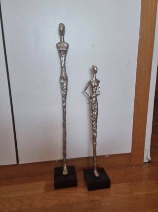 Statue decorative in metallo e legno
