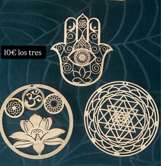 Decoración espiritual madera Hamsa Om Sri Yantra