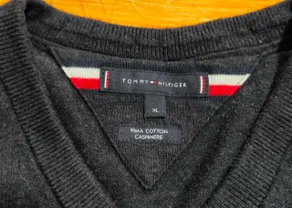Jersey Tommy Hilfiger Algodón-Cachemira XL Gris Os