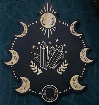 Decoración Luna y Cristales Madera