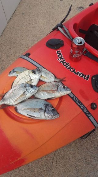 Kayak de pesca rojo y naranja