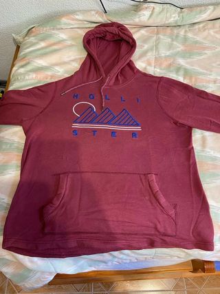 Sudadera Hollister Roja con Diseño Montañas