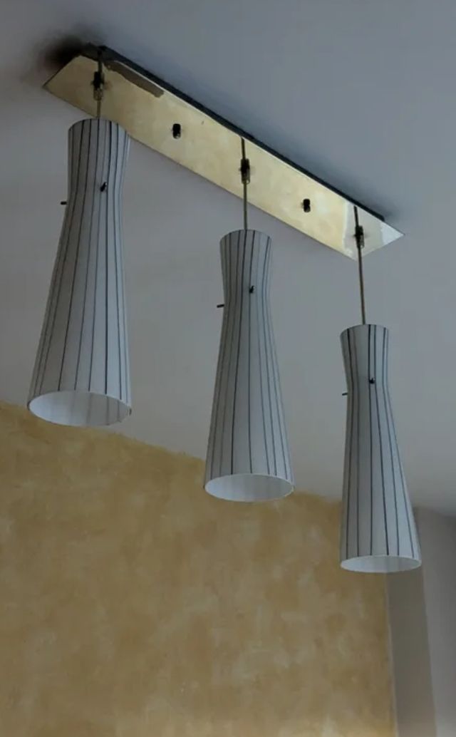 Lámpara de techo de cristal y metal