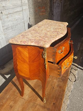 Cassettiera antica Luigi XV marmo e legno