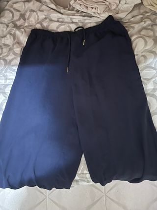 Pantalón largo de lino azul