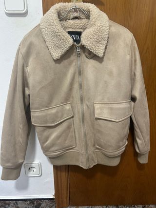 Chaqueta Zara Niño Beige Borrego