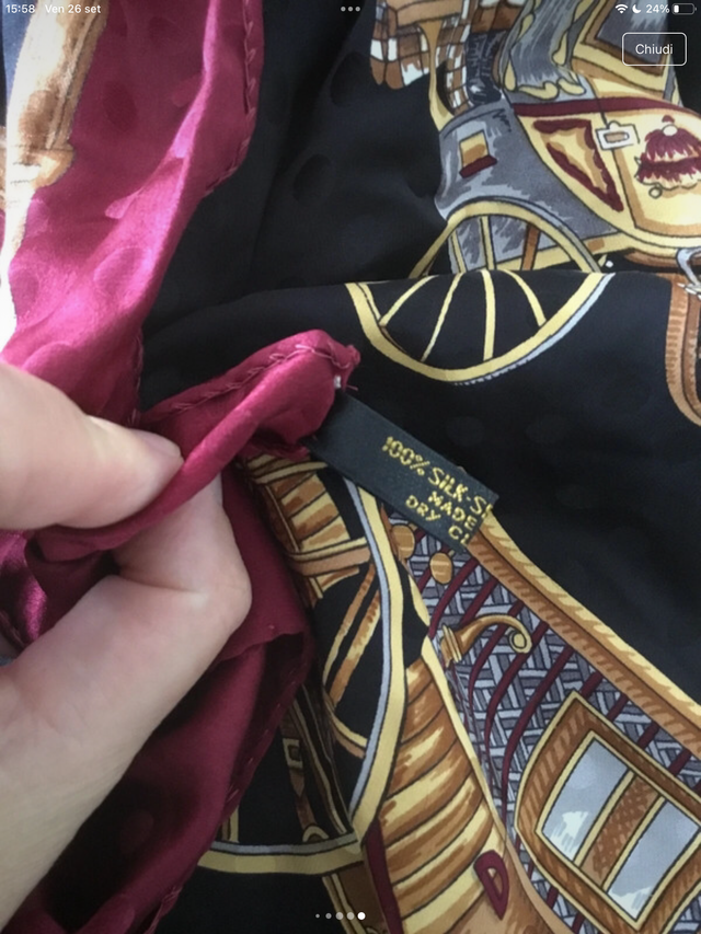 Foulard 100% Seta Vintage Carrozze Oro