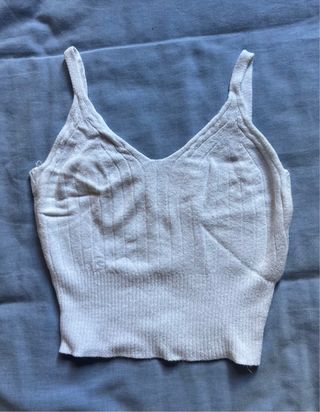 Crop top blanco de canalé