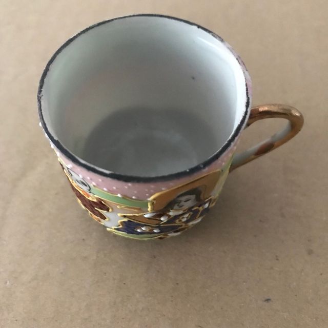 Taza y plato porcelana china decorada