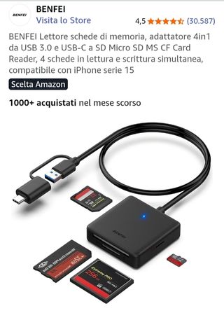 Lettore schede memoria BENFEI 4in1 USB-C/USB 3.0