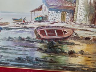 Cuadro Lienzo Grande Barcos y Casas