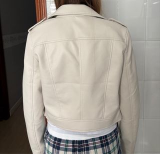 Chaqueta polipiel beige XS