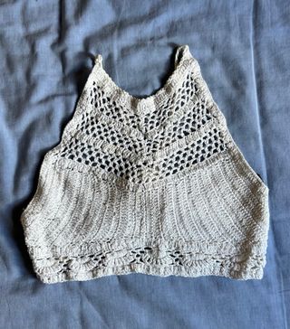 Top Crochet Blanco sin Mangas
