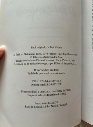 Libro El petit príncep de Antoine de Saint-Exupéry