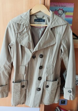 Gabardina Zara Basic Beige Mujer