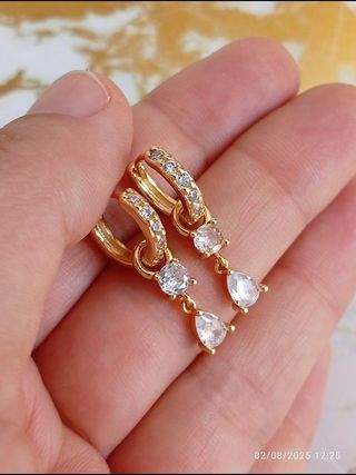 Pendientes de plata de Ley 925 chapada en oro