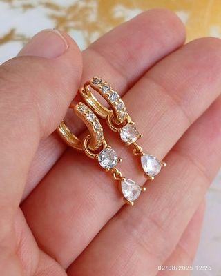Pendientes de plata de Ley 925 chapada en oro