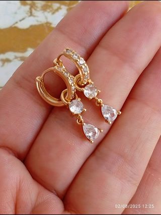 Pendientes de plata de Ley 925 chapada en oro
