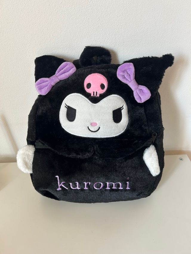 Zaino peluche Kuromi nero e viola